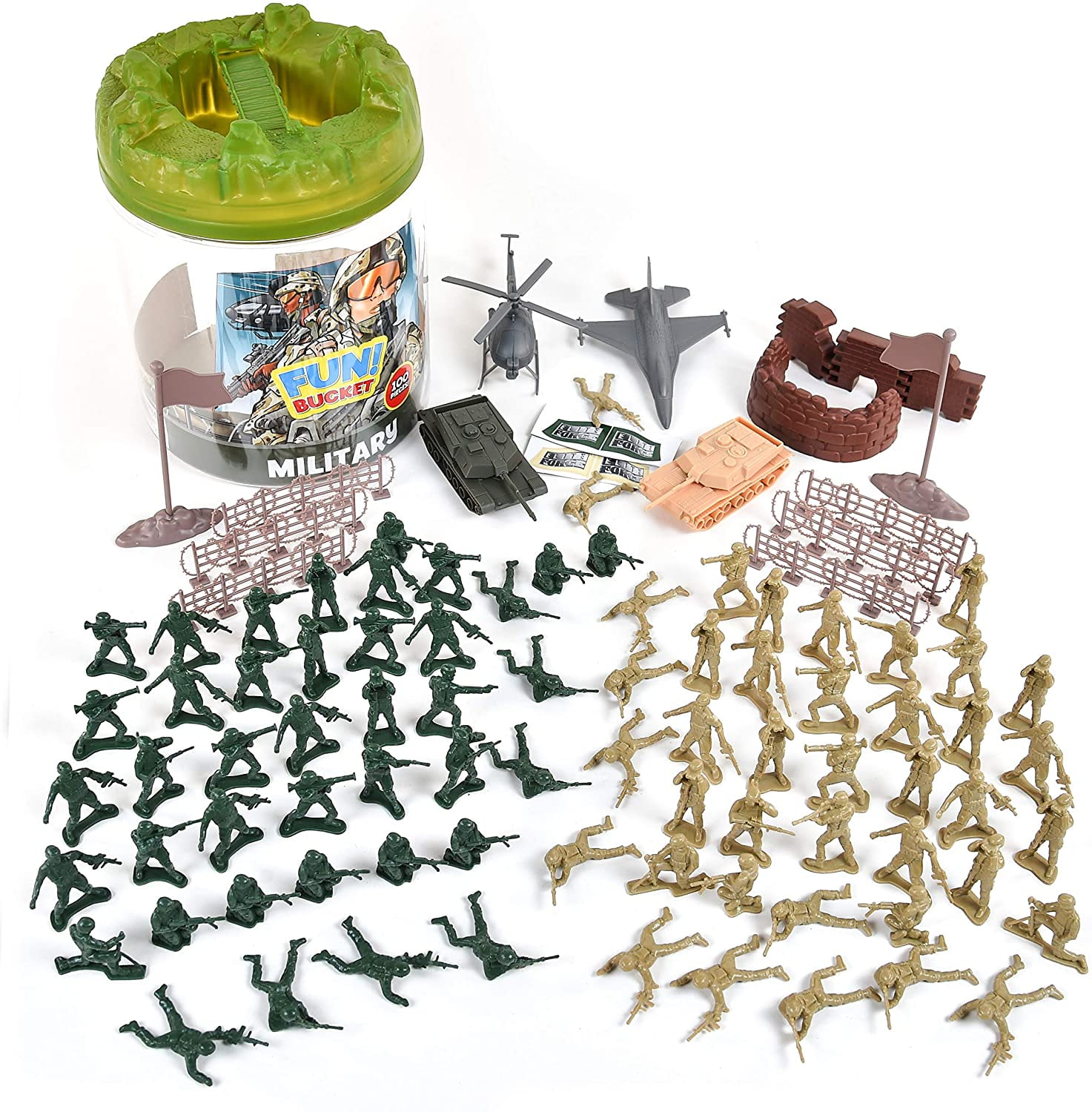 Toyvian 100pcs Military Soldier Playset Army Men Military Base Battlefield Accessories Playset for Toddlers Kids Children