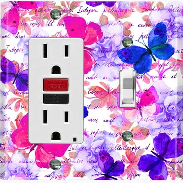 Metal Light Switch Plate Outlet Cover (Butterfly Rose Rink)
