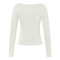 thumbnail image 5 of Women's Sexy Long Sleeve Crop Top Square Neck Basic Slim Fit T Shirt, 5 of 5