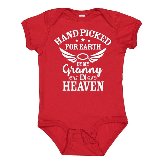 Inktastic Handpicked for Earth by My Granny in Heaven with Angel Wings Boys or Girls Baby Bodysuit