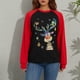 thumbnail image 2 of TRKIYQC Sudadera Casual de Navidad para Mujer, Manga Larga con Cuello en O Estampado de Ciervos Patchwork Sudadera para Otoño TRKIYQC moda, 2 of 7