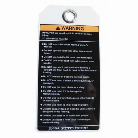 Harrington Tag Safety Warning 80146