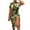 Gold, variant on Viikei Plus Size Short Sleeve Dress for WomenSummer O-Neck Printed Drawstring Slitting Dresses