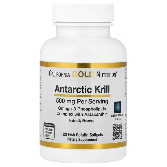 Antarctic Krill Oil, Ultra-High Omega-3 with Astaxanthin, Natural Strawberry & Lemon Flavor, Non GMO, Gluten Free, 500 mg, 120 Fish Gelatin Softgels