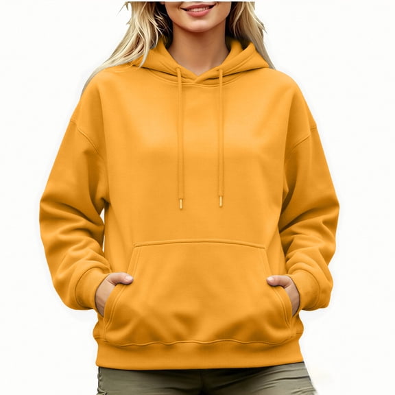 Women's Fleece Lined Pullover Hoodie Long Sleeve Oversized Winter Hooded Sweatshirt XS