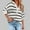 White, variant on Zedker Womens Striped Sweaters Soft Lightweight Long Sleeve V Neck Button Front Knit Tops,Plus Size Black L