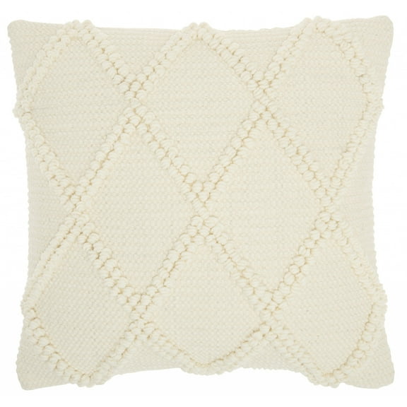 Ivory Textured Lattice Throw Pillow