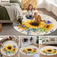 thumbnail image 6 of Sunflower Round Area Rugs Collection 5', Yellow Flowers Summer Botanical Pastoral Rustic Non Slip Indoor Circular Throw Runner Rug Floor Mat Carpet for Living Room Dining Table Bedroom Nursery, 6 of 9