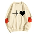 thumbnail image 4 of Karight Sweatshirt for Women Casual Long Sleeve Crewneck Pullover Cute Love Heart Printed Tops Loose Fit Dressy Fall Clothes, 4 of 5