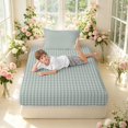 thumbnail image 3 of Manfei Classic Plaid Fitted Sheet Full,Vintage Check Bed Set,Gray Green,3-Piece,1 Fitted Sheet and 2 Pillowcases, 3 of 6