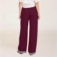 thumbnail image 2 of Women Casual Linen Pants Elastic Waist Fashion Striped Cotton Pant Lightweight Drawstring Loose Straight Leg Beach Trouser with Pocket, 2 of 6