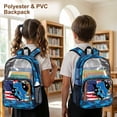 thumbnail image 3 of FKELYI Camo Blue Dinosaur USA Flag Print 17 Inch Clear Backpack for Boys & Girls, Kids Backpack See Through Schoolbag Spacious Bookbag Travel Bags for Elementary Student, 3 of 7