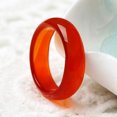 thumbnail image 4 of Anillo de cristal de cornalina roja con banda lisa de ágata natural para mujeres y niñas., 4 of 5