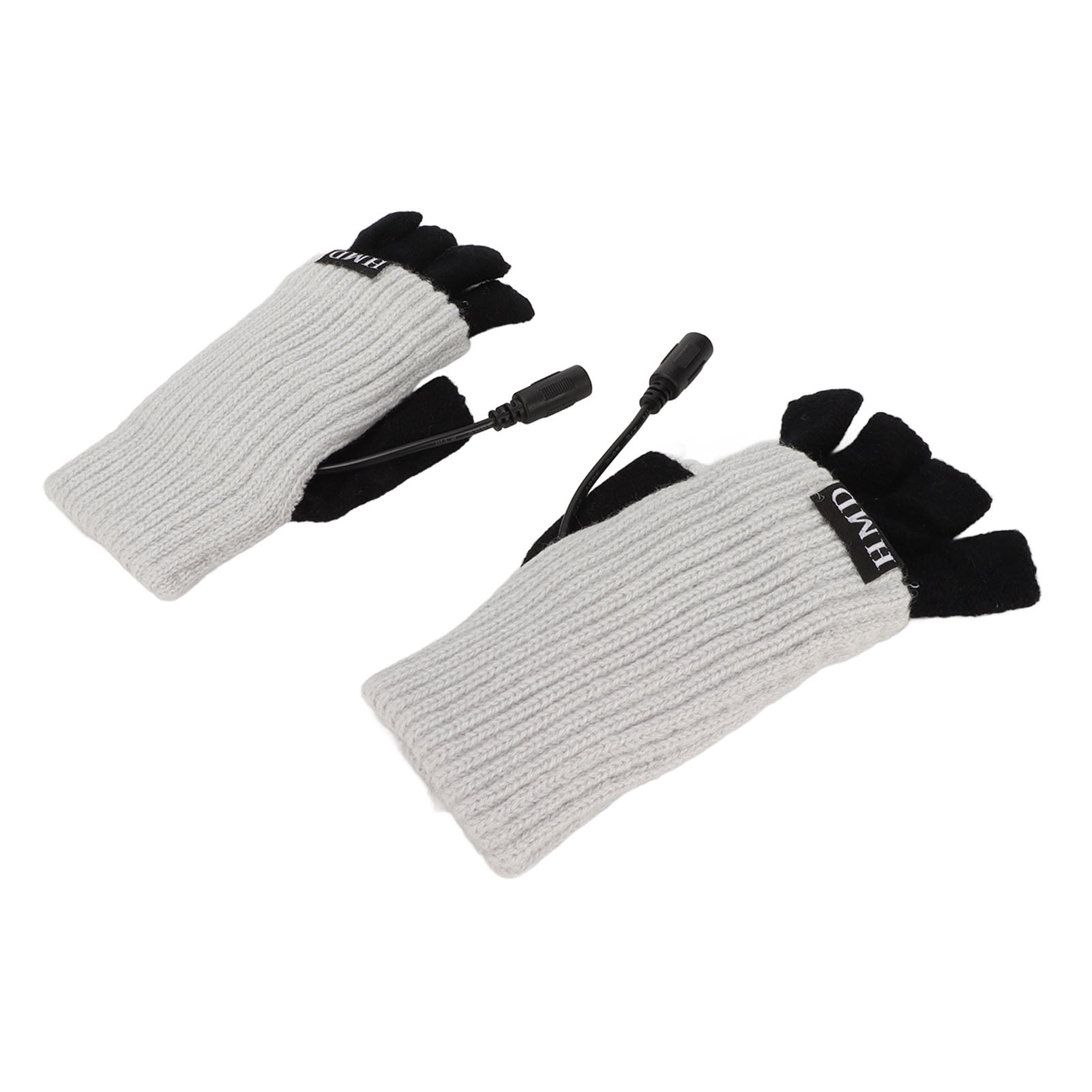 Gants Chauffants USB Sans Doigts Beige - Chauffe-Mains Tricot Pour Bureau Et Ordinateur