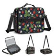 thumbnail image 5 of Strawberry and Blossom Blue Pattern Insulated Lunch Bag with Shoulder Strap and Bottle Holder,Bento School Lunch Bag Box,11x9.5x3.5 Inches, 5 of 5