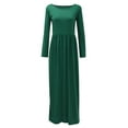 thumbnail image 4 of Dyfzdhu Long Sleeve Dresses for Women Casual Round Neck Solid Color Maxi Dress Slim A-Line Long Underlay Dress Green, 4 of 9