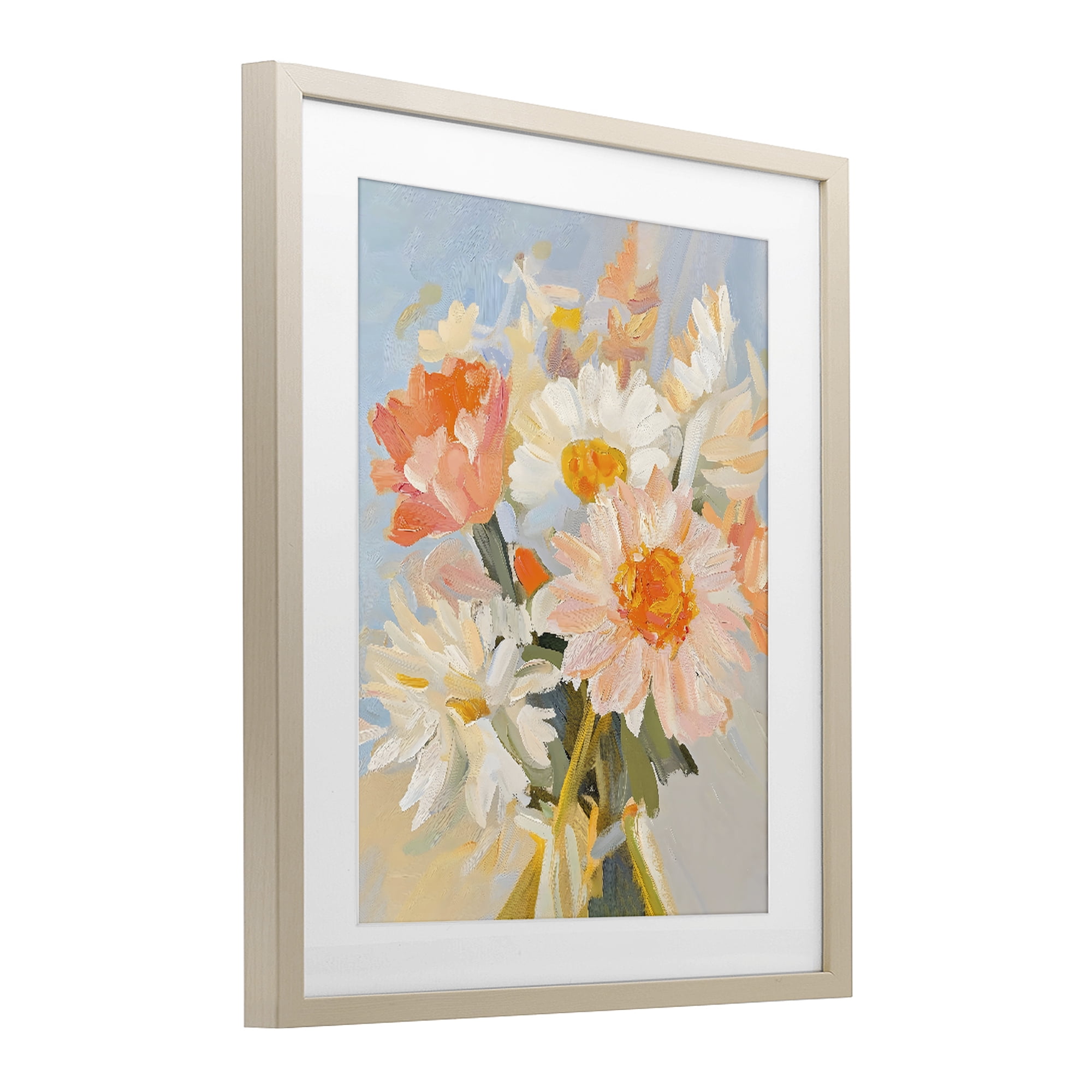 Stupell Industries Orange Spring Floral Bouquet Birch Framed Print Under Glass, design by The Prints Vibe