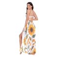 thumbnail image 3 of FORMRS Womens Long Sarong Beach Wrap Semi-Sheer Bikini Skirt Bathing Swimsuit Cover Up, Watercolor Sunflowers, 3 of 7