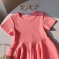 thumbnail image 5 of Fgnfyis Toddler Dress Short Sleeve Rib Knit Solid Color Casual Party Girls Toddler Kids Girls Summer Dresses Pink 6-7 Years, 5 of 8