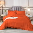 thumbnail image 5 of DNG Creations 3 Piece Vintage Ruffle Pattern Comforter Set Premium Ultra Soft 550 GSM All Season ( Full/Queen Size ) 100% Egyptian Cotton Solid Orange Colour, 5 of 8