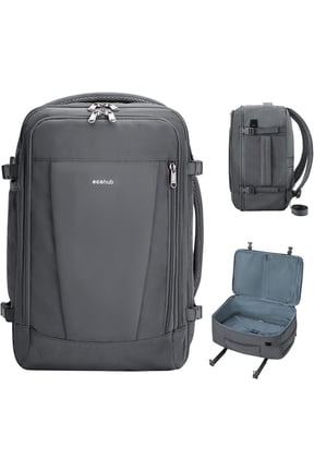 Travel Backpack, Personal Item Backpack with 13 Pockets, Flight Approved Carry on Backpack with USB Port & Luggage Sleeve, Travel bag for Men & Women, Water Resistant Backpack, 25L, Grey