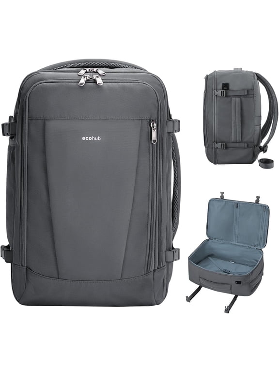 Travel Backpack, Personal Item Backpack with 13 Pockets, Flight Approved Carry on Backpack with USB Port & Luggage Sleeve, Travel bag for Men & Women, Water Resistant Backpack, 25L, Grey