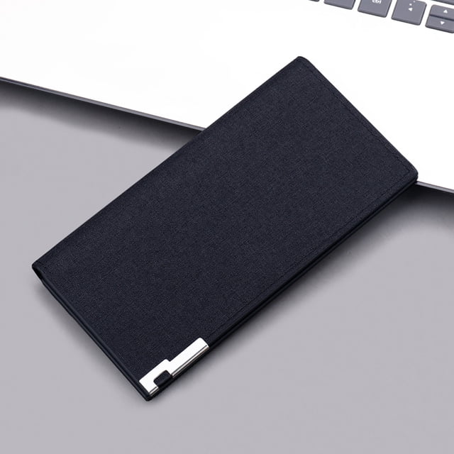 Fashion ID Long Wallet Hasp Canvas Solid Color Men Open Purse Multiple Card Slots Clutch Bag Wallet Holster