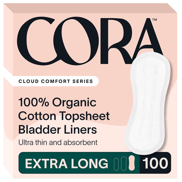 Protectores para pérdidas de orina Cora de algodón orgánico extra largos, paquete de 100