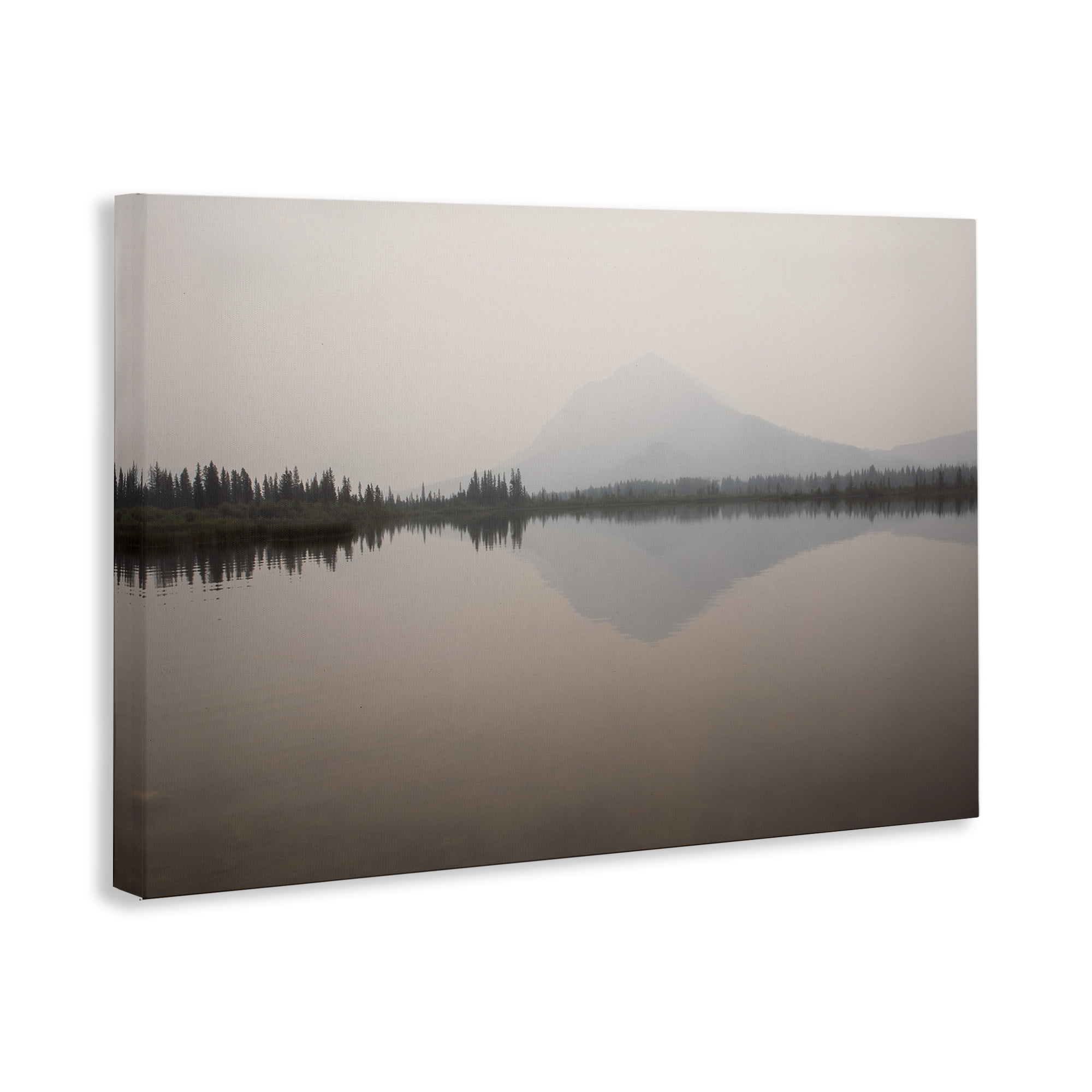 Stupell Industries Mountain Peak Reflecting Lake Landscape & Nature Photography Wrapped Canvas Art Print Wall Art, 30 x 20