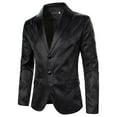 thumbnail image 2 of kamemir Men Suits Slim Fit Mens Suit Blazer Jacket Two Button Stretch Sports Coats(Black,L), 2 of 6