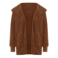 thumbnail image 7 of GaThRRgYP Comfortable Lounge Jacket for Ladies Autumn Winter,Women's Solid Color Casual Cardigan Long Sleeve Pockets Blouse Coat Tops Brown M, 7 of 7
