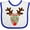 White and Royal, variant on Inktastic Christmas Reindeer Face with Names and Red Nose Boys or Girls Baby Bib