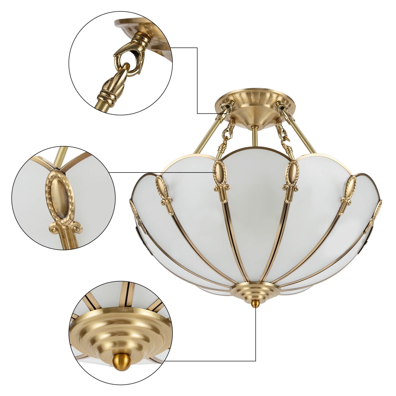 Ceiling Light, Glass Ceiling Light, Vintage Ceiling Light for Bedrooms, Living Rooms, Dining Rooms, Study Rooms (Not Included Bulb)
