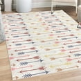 thumbnail image 1 of Boho Decorative Rug, Retro Arrow Pattern in Horizontal Line Heading to Opposite Directions Art, Quality Carpet for Bedroom Dorm and Living Room, 6 Sizes, Pink and Multicolor, by Ambesonne, 1 of 4