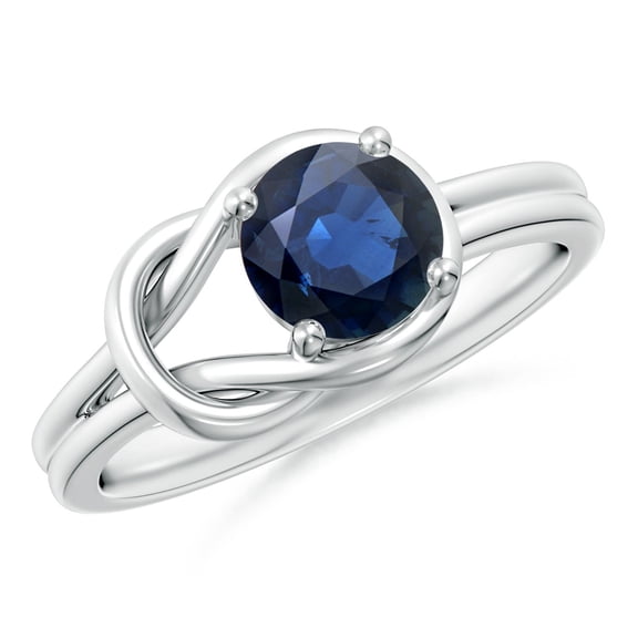 ANGARA Natural Solitaire 1 ct Blue Sapphire Infinity Knot Engagement Ring in 14K White Gold for Women (Size-6mm) | September Birthstone, Anniversary, Jewelry Gift for Women | Natural Sapphire Ring