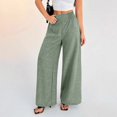 thumbnail image 2 of Endives Linen Pants Women Solid Color Spring Summer Loose High Waist Straight Leg Pant Casual Pants Wide Leg Pants For Women, 2 of 8