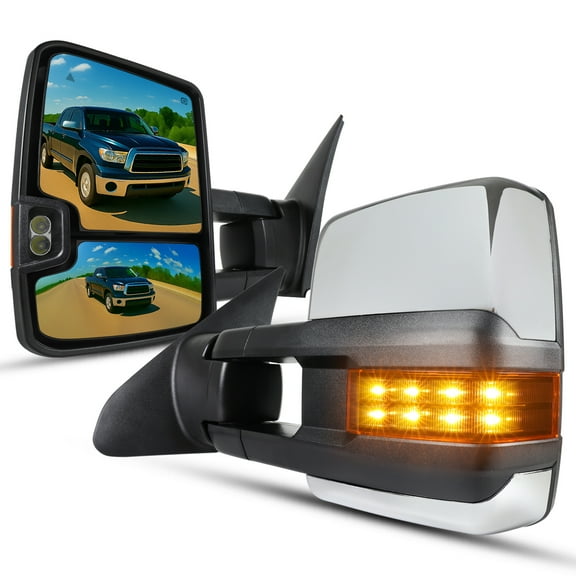 Spec-D Tuning Power Heated Blind Spot Tow Mirrors w/Amber LED Signals Compatible with 2007-2021 Toyota Tundra, 2008-2017 Toyota Sequoia Left Right Pair