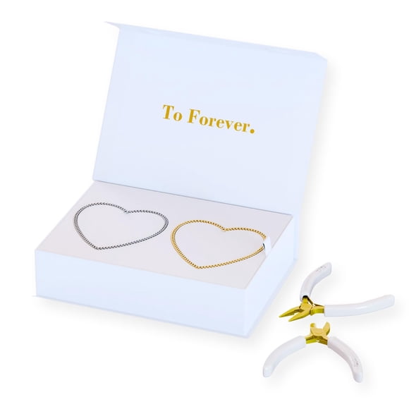 Kit de pulseras FabuLove Permanent DIY para parejas, color dorado y plateado