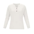 thumbnail image 4 of Mujeres Manga Larga Tops Casual Botón de Color Sólido Cuello en V Suéter Blusa de Moda para Primavera Verano, 4 of 7