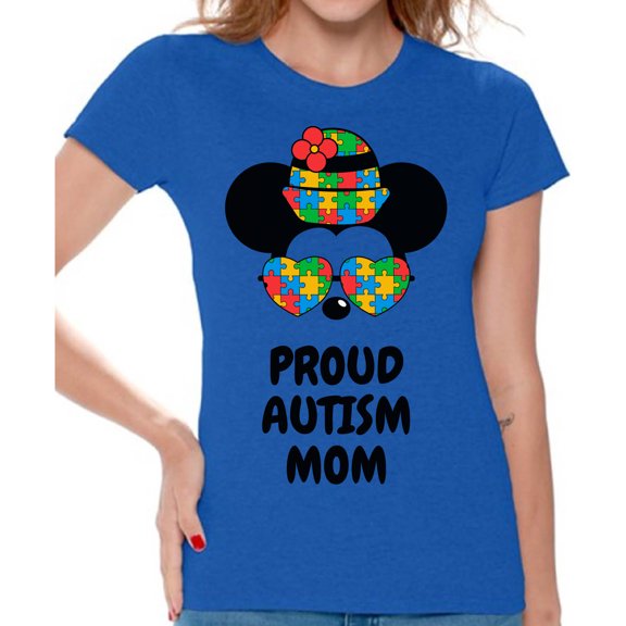 Awkward Styles T-shirt for Women Steamboat Willie Mickey Autism Proud Autism Mom Family Minnie Mother Ladies Cotton T-shirts S M L XL 2XL 3XL Short Sleeve Graphic Tee