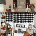 thumbnail image 5 of 2 pack Black and White Buffalo Plaid Café Valances Curains for Kitchen, Thick Rod Pocket Farmhouse Window Treatment Valance Curtains for Window Bathroom, 56 x 16 inch, 5 of 5