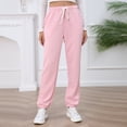 thumbnail image 6 of Ladies Winter Pants Lace-up High Waist Pockets Cotton Thermal Sweatpants Knit Textured Pajama Bottoms Joggers (Large, Pink), 6 of 6
