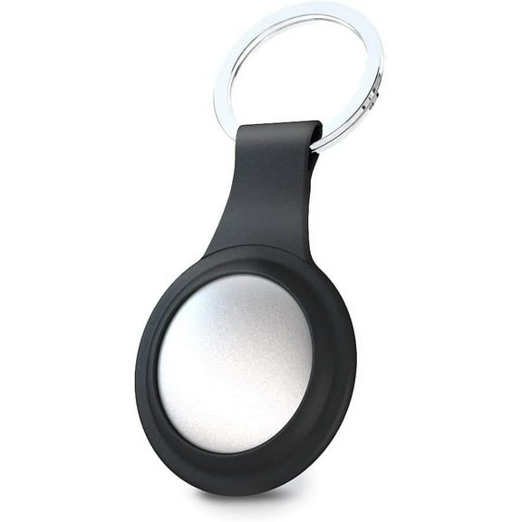 Airtag Keychain Holder, Full Protection Airtag Case with Metal Key Ring (1Pack Black)
