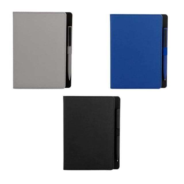 Paquete 35 piezas Libreta de curpiel con 80 hojas de raya, incluye bolígrafo gris 16 x 21