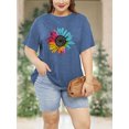 thumbnail image 3 of XCHQRTI Sunflower Shirts for Womens Plus Size Short Sleeves T-Shirt Graphic Oversized Flower Tops, 3 of 7