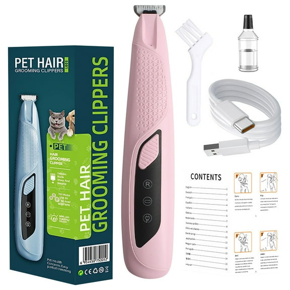 KMWGRE Rechargeable Pet Grooming Clipper with Built-in Light for Dogs Cats Efficient Hair Trimmer Powerful Motor Indoor Outdoor Use Pink 16.5X3.1X1.8CM