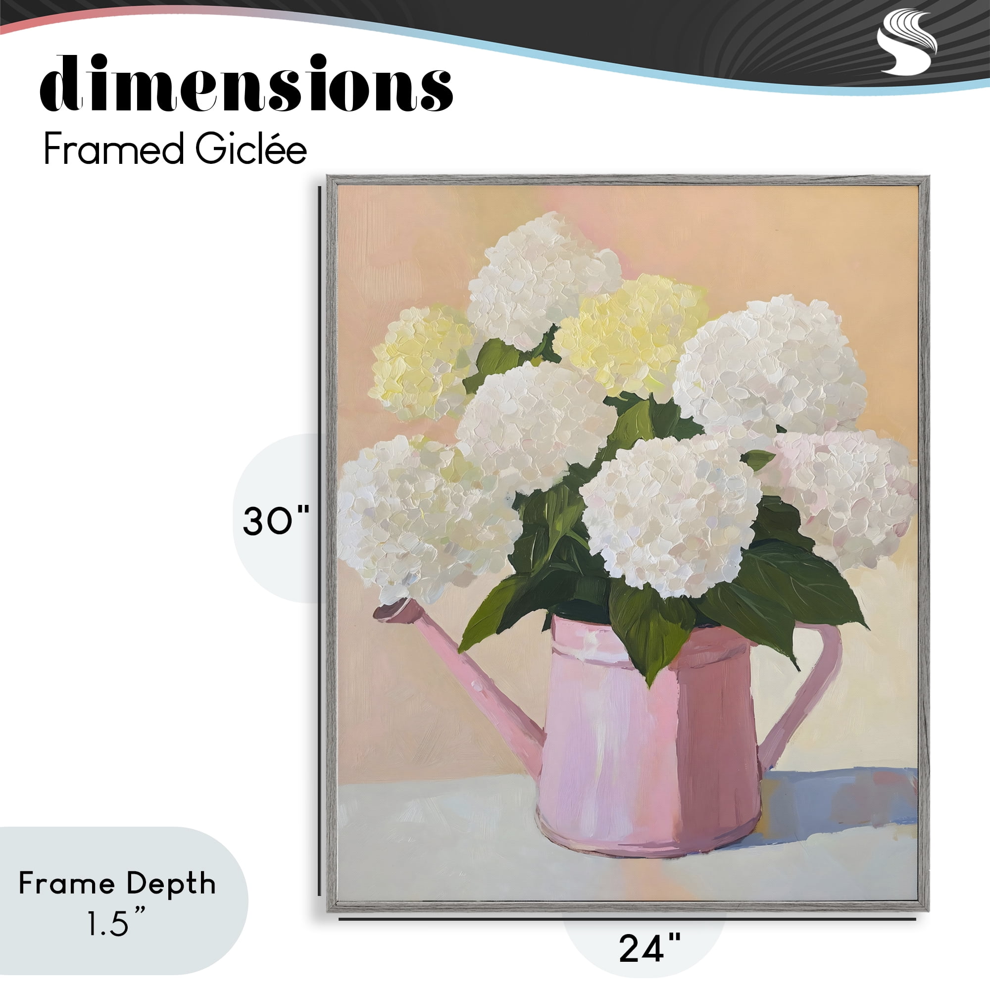 Stupell Industries Hydrangeas in Watering Can Gray Framed Giclee Art, design by The Prints Vibe