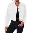 thumbnail image 3 of Women's Long Sleeve Button Down Jacket Solid Color Turndown Collar Casual Corduroy Outwear with Pockets S, 3 of 9