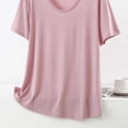 thumbnail image 5 of LAJPXKHY Pajamas Tops For Women Plus Size Summer Casual Loose Short Sleeve Basic Tees Round Neck lightweight Homewear Sleepwear Tees, 5 of 5