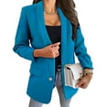 thumbnail image 3 of Vedolay Women Tops Womens Oversized Casual Long Sleeve Single Button Office Business Jackets Blazer,Sky Blue 4XL, 3 of 4